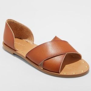 Lois Faux Leather Crossband Slide Sandals